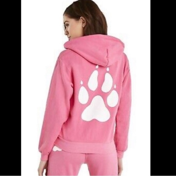 Wildfox Tops - Wildfox Pink Paws Zip Up Hoodie Jacket